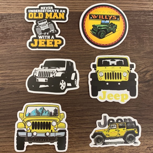 Six yellow Jeep, water bottle stickers - Picture 1 of 1